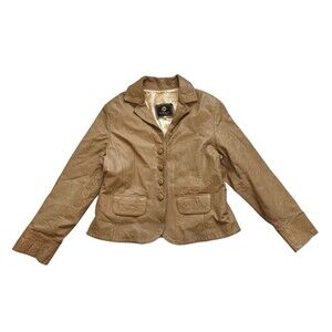Ferras‎ VTG Leather Blazer Jacket Y2K Tan Size 5 M-L